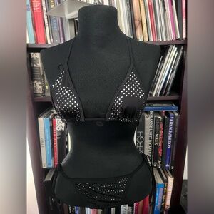 Elegant Black Polka Dot Bikini Top